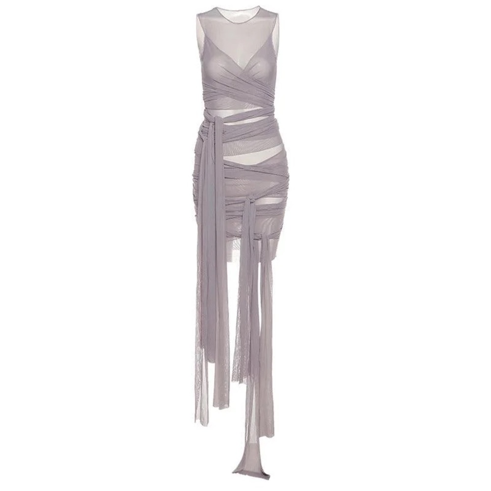 Grey Mesh Dress